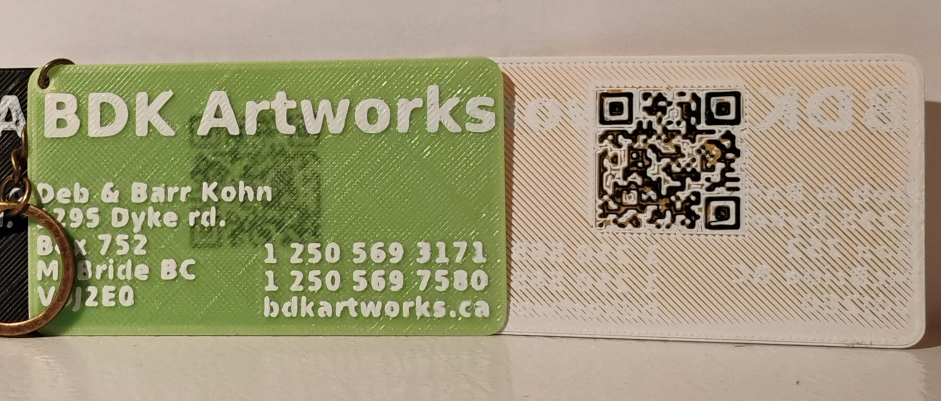 Fun 3D Biz card key chains $ 6.50